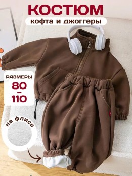 Костюм спортивный с худи и брюками на флисе для малыша